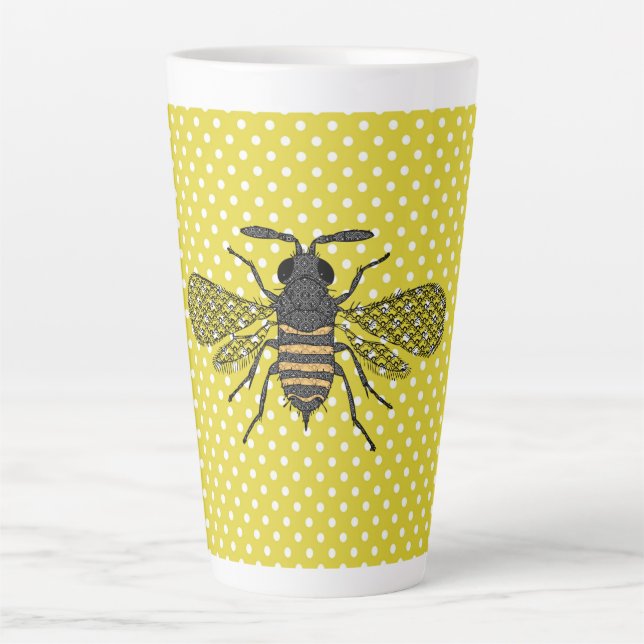 Taza De Café Latte BEES y Honeycomb - Salven las abejas (Anverso)
