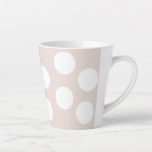 Taza De Café Latte Beige y lunares blancos