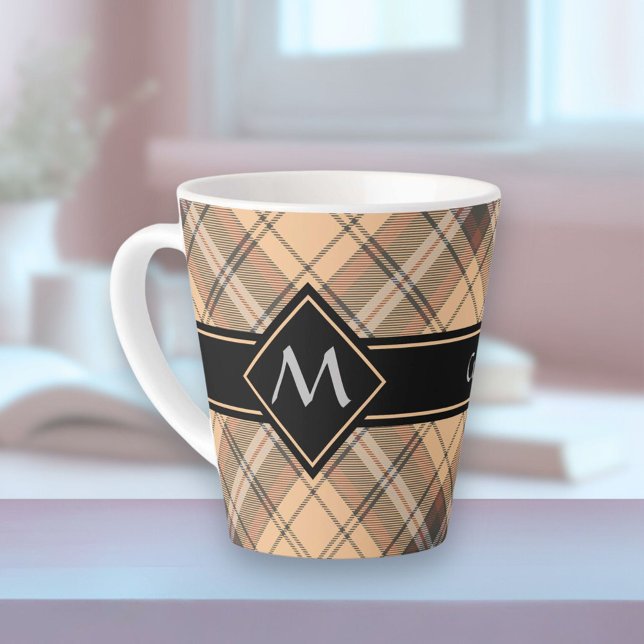 Taza De Café Latte Beige y tartán marrón (Subido por el creador)