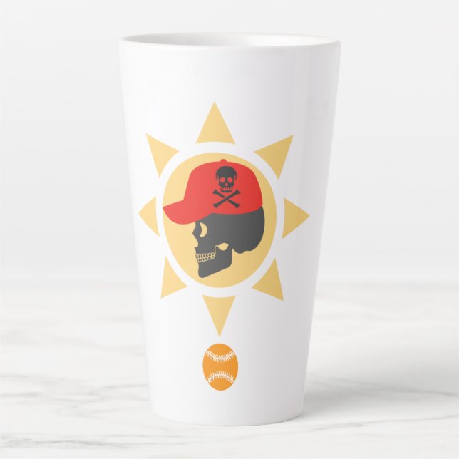 Taza De Café Latte Béisbol craneal (Anverso)