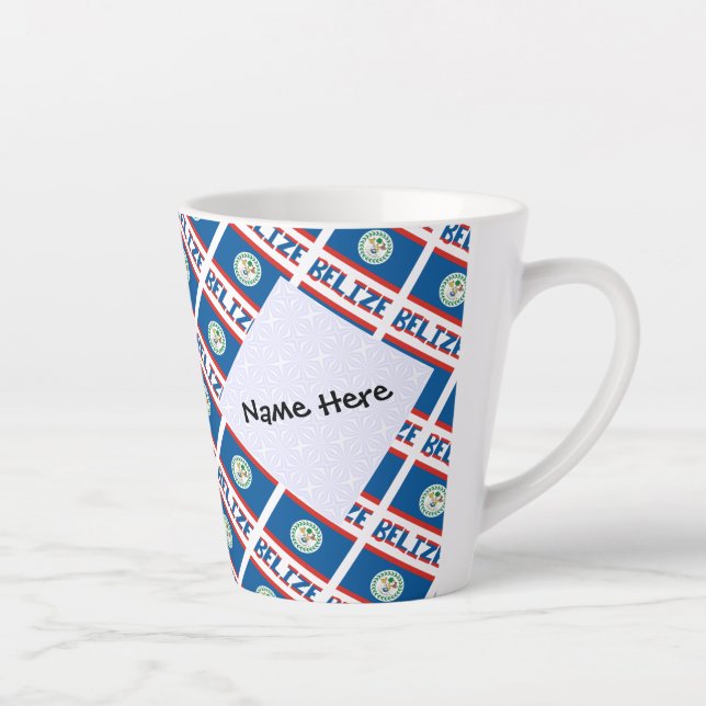 Taza De Café Latte Belice Bandera Belice cubierta personalizada (Derecha)