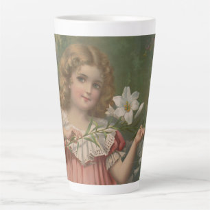 Taza De Café Latte Bellezas de Pascua, Ilustración Vintage, 1898