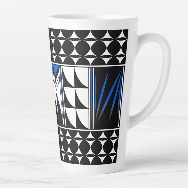 Taza De Café Latte Bendiciones de plumas del suroeste en azul (Derecha)