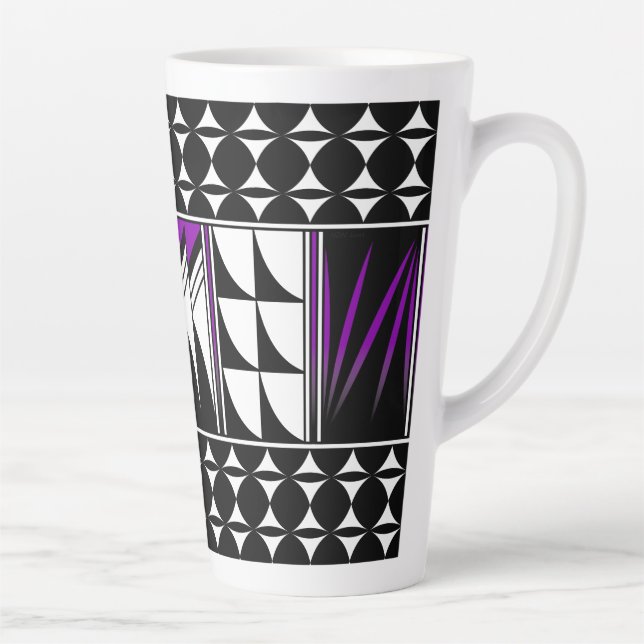 Taza De Café Latte Bendiciones de plumas del suroeste en morado (Derecha)
