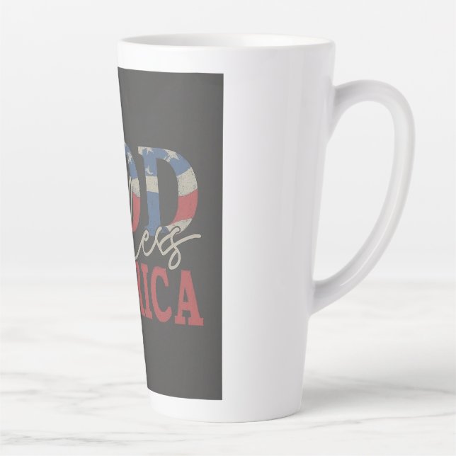 Taza De Café Latte "Bendiciones del arcoiris: Dios bendiga la America (Derecha)