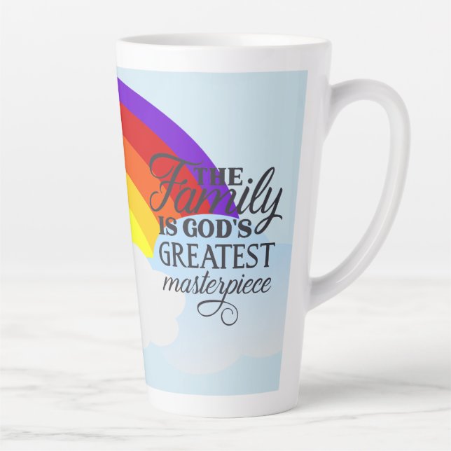 Taza De Café Latte Bendiciones familiares del arcoiris (Derecha)
