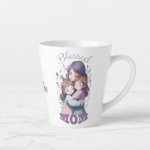 Taza De Café Latte Bendita mamá, regalo personalizado personalizado p