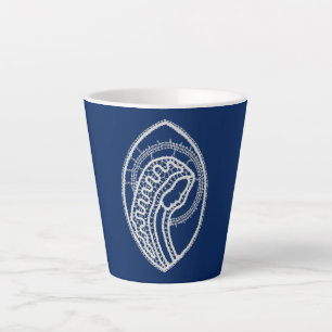 Taza De Café Latte Bendita Virgen María, encaje blanco, azul marino