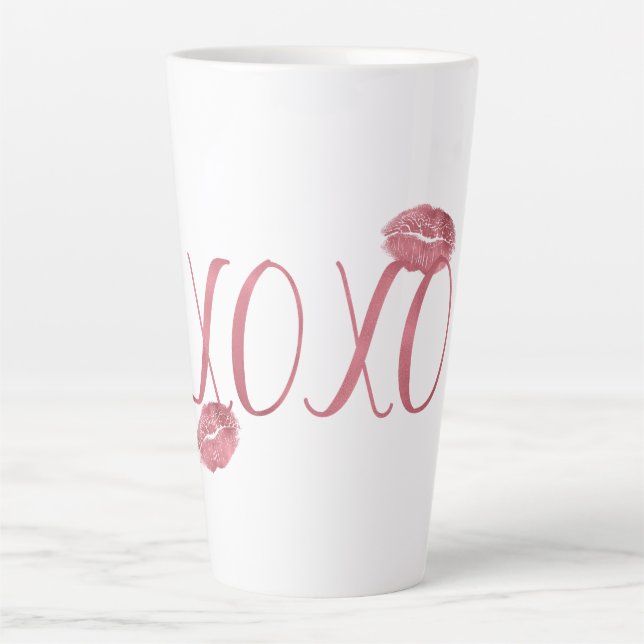 Taza De Café Latte Besos XOXO rosados (Anverso)
