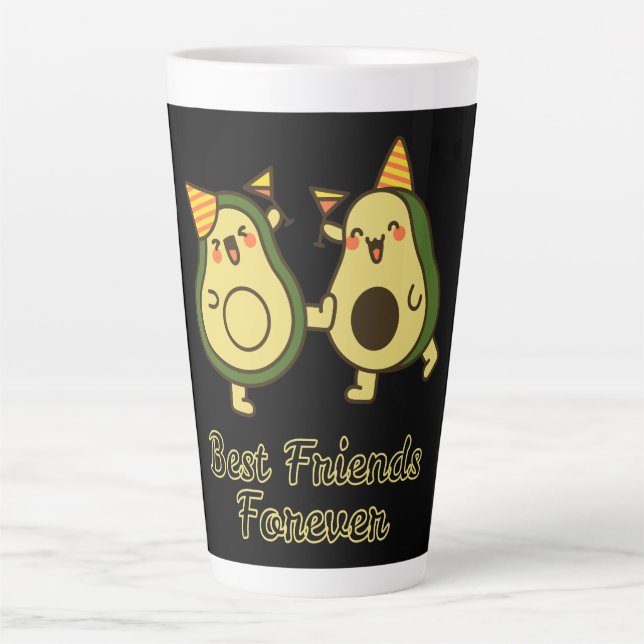 TAZA DE CAFÉ LATTE BEST FRIENDS FOREVER, FUNNY AVOCADO, FRIENDS DAY (Anverso)