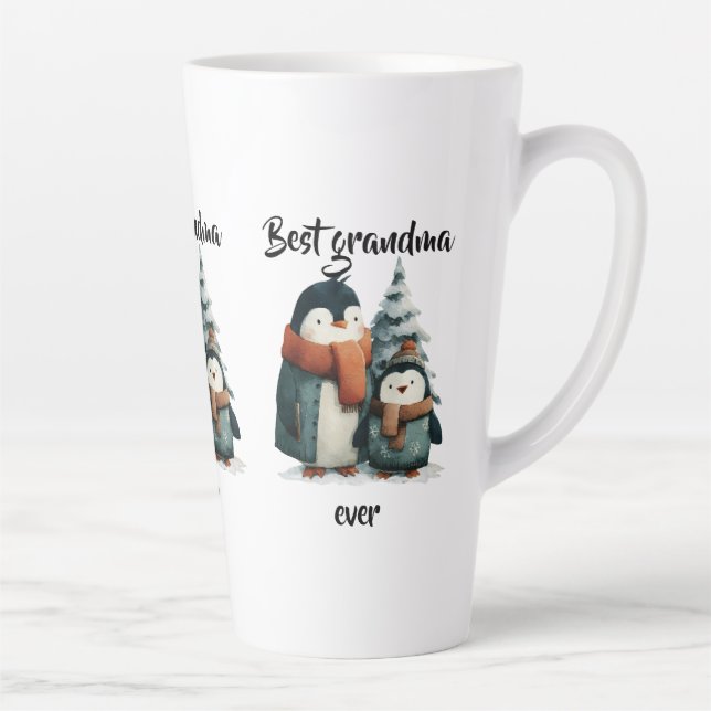 Taza De Café Latte Best Grandma Ever Winter Penguins (Derecha)