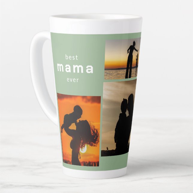 Taza De Café Latte Best Mama Ever Custom Photo Gift (Ángulo izquierdo)