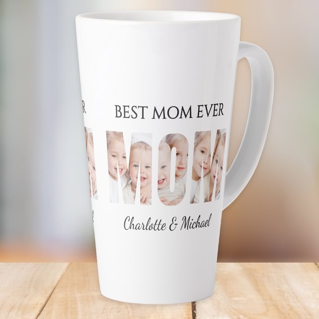 Taza De Café Latte Best Mom Ever 3 Photos Cutout Letters (Subido por el creador)