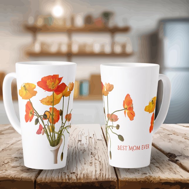Taza De Café Latte Best Mom Ever Mother's Day Bright Poppy Gift Large (Subido por el creador)
