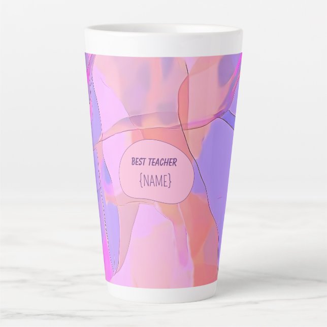 Taza De Café Latte Best Teacher – Abstract Design Personalized (Anverso)