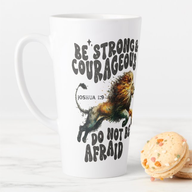 Taza De Café Latte Bestseller #1 Sé fuerte Josué 1:9 versículo biblia (In situ)