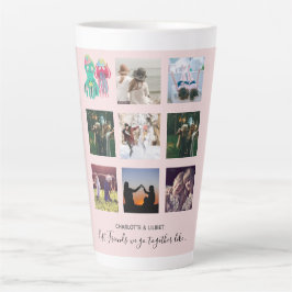 Taza De Café Latte BFF Collage de fotos Jellyfish Octopus Personaliza