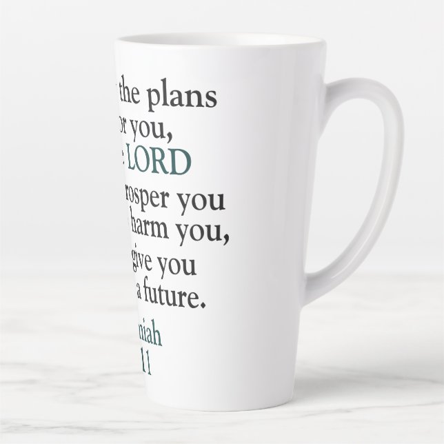 Taza De Café Latte Biblia Verse Jeremiah 29:11 (Derecha)