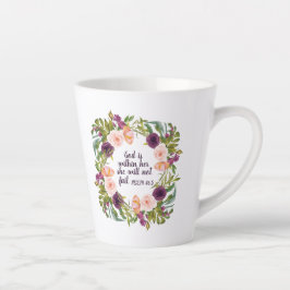 Taza De Café Latte Bíblica cristiana morada Rubor rosa flor