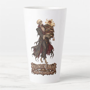 Taza De Café Latte Biblioteca de Halloween Atrasada y Subterránea