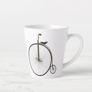 Taza De Café Latte Bicicleta antigua de rueda alta