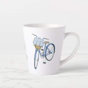 Taza De Café Latte Bicicleta Hidrangea Basket Flower Lover Cerámica