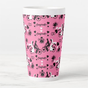 Taza De Café Latte Bicicleta Tandem Boda Romántico Y Compromiso
