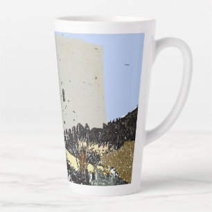 Taza De Café Latte Bicicleta y Torre Martello Hythe Kent 