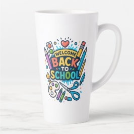Taza De Café Latte Bienvenido de vuelta al diseño de arte divertido e