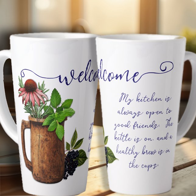 Taza De Café Latte Bienvenidos amigos Herbal Tea Kitchen Latte Mug (Subido por el creador)