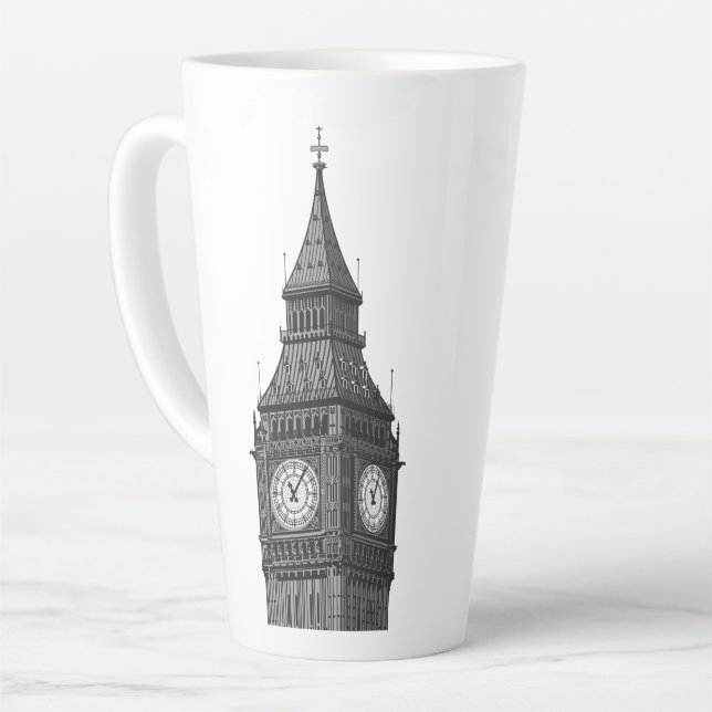 Taza De Café Latte Big Ben Clock Tower London Inglaterra (Ángulo izquierdo)