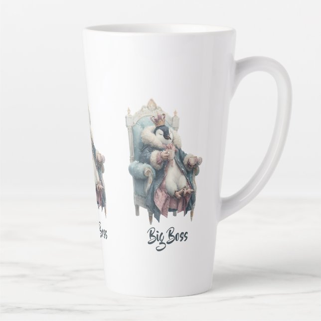 Taza De Café Latte Big Boss Winter Penguin Design (Derecha)