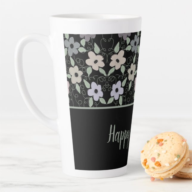 Taza De Café Latte Big Latte Happy Birthday Flowday Mug (In situ)
