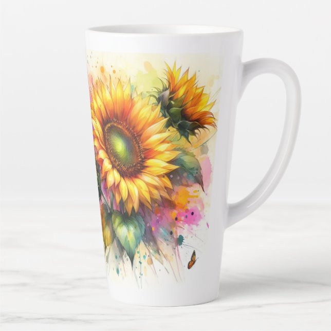 Taza De Café Latte Big Latte Mug - girasoles (Derecha)
