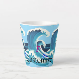 Taza De Café Latte Big Wave Surfer Thunder_Cove