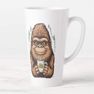 Taza De Café Latte Bigfoot Adorable Bebiendo Café Sasquatch Divertido