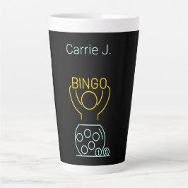 Taza De Café Latte Bingo Night Neon Line Art Personalizado
