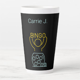 Taza De Café Latte Bingo Night Neon Line Art Personalizado