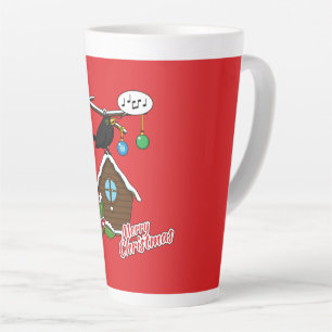 Taza De Café Latte Bird House Merry Christmas
