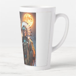 Taza De Café Latte Bison blanco y jefe nativo americano