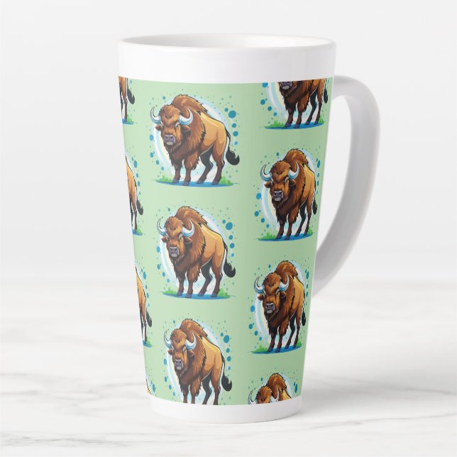 Taza De Café Latte bisonte de cuernos grandes (Ángulo derecho)