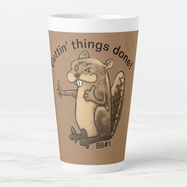 Taza De Café Latte Bizzy Beaver #1 Latte Mug (Anverso)