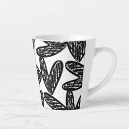 Taza De Café Latte Black Abstract Heart Latte Mug