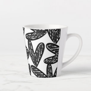 Taza De Café Latte Black Abstract Heart Latte Mug