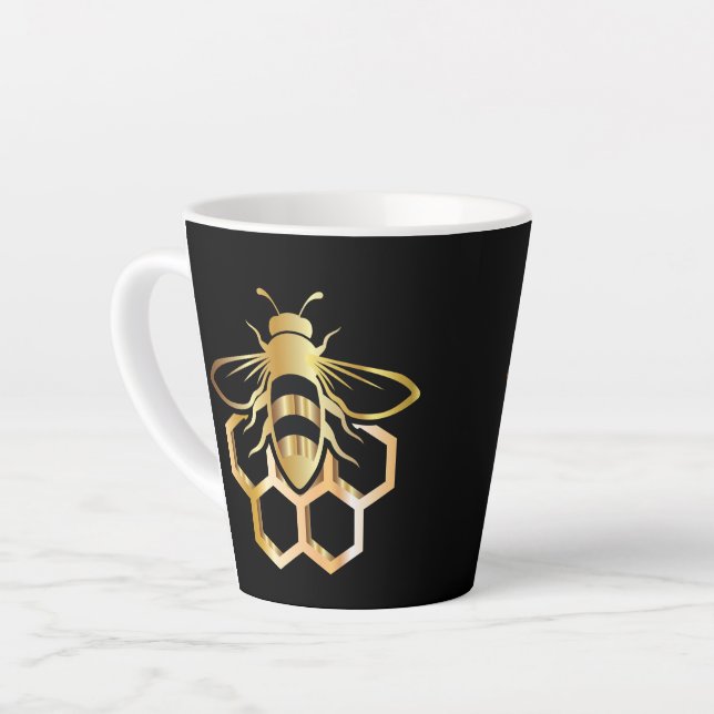 Taza De Café Latte Black and Gold Bee Mug (Ángulo izquierdo)