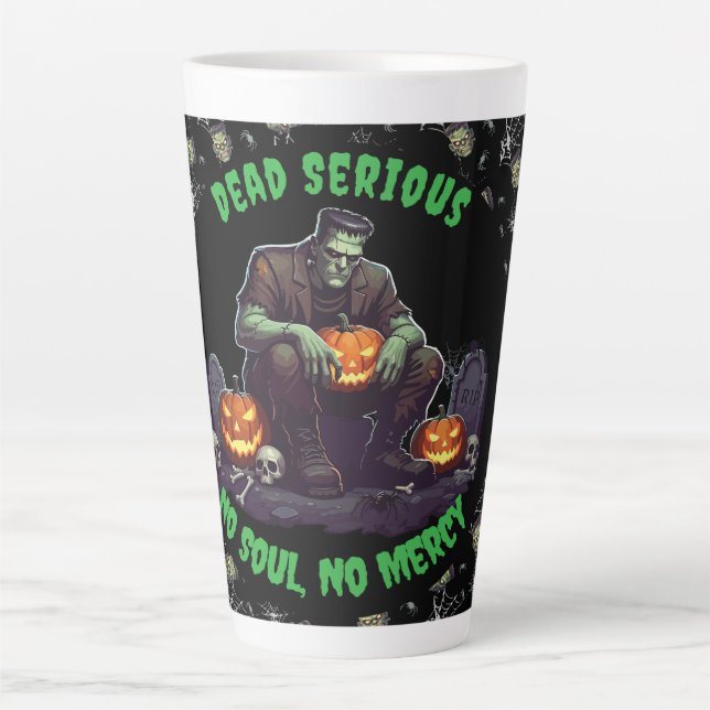 Taza De Café Latte 🖤 Black Frankenstein Mug 💀 ☕ (Anverso)