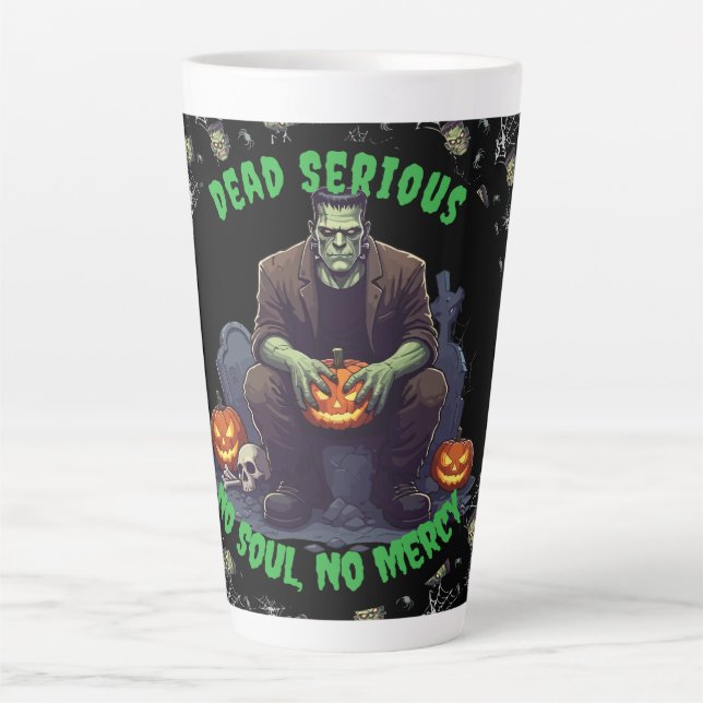Taza De Café Latte 🖤 Black Frankenstein Mug 💀 ☕ (Anverso)