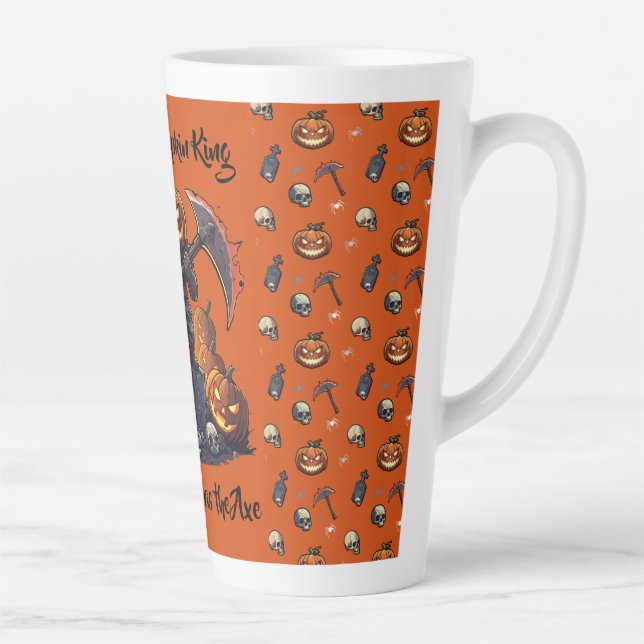 Taza De Café Latte 🖤 Black Pumpkin King Halloween Mug 🎃 (Derecha)