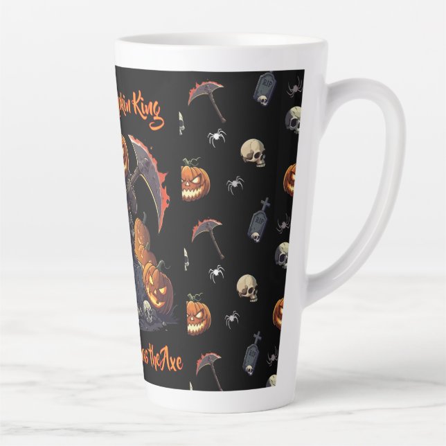 Taza De Café Latte 🖤 Black Pumpkin King Halloween Mug 🎃 (Derecha)