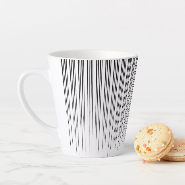 Taza De Café Latte Black/Turquoise Stylish Stripe Pattern (In situ)